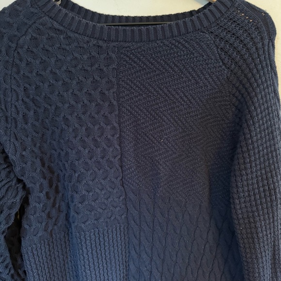 Free Assembly Women’s Mixed Cable Knit Navy Blue Cozy Fisherman Sweater Sz XL - Picture 3 of 8